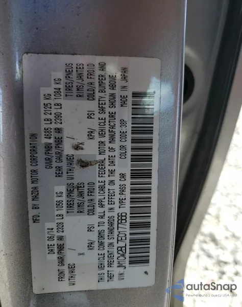 2014 Mazda 5 Sport z USA, uszkodzony, nr VIN JM1CW2BL7E0177666